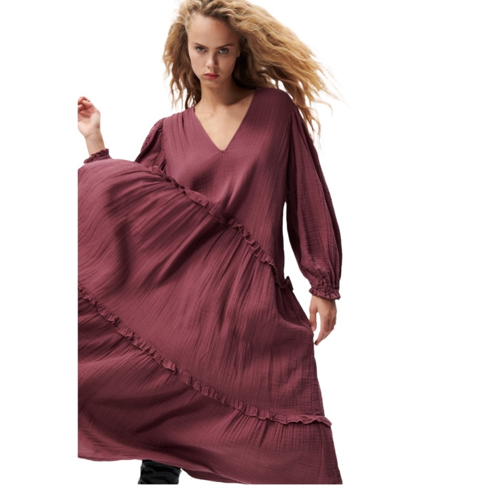 Zara pleated dress dark purple
